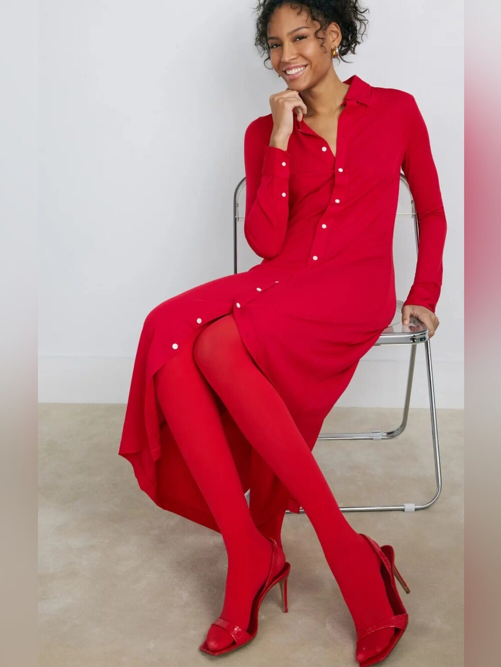 Polo by Ralph Lauren Collared Long Sleeve Shirt Dress Women Size M - Picture 2 of 10